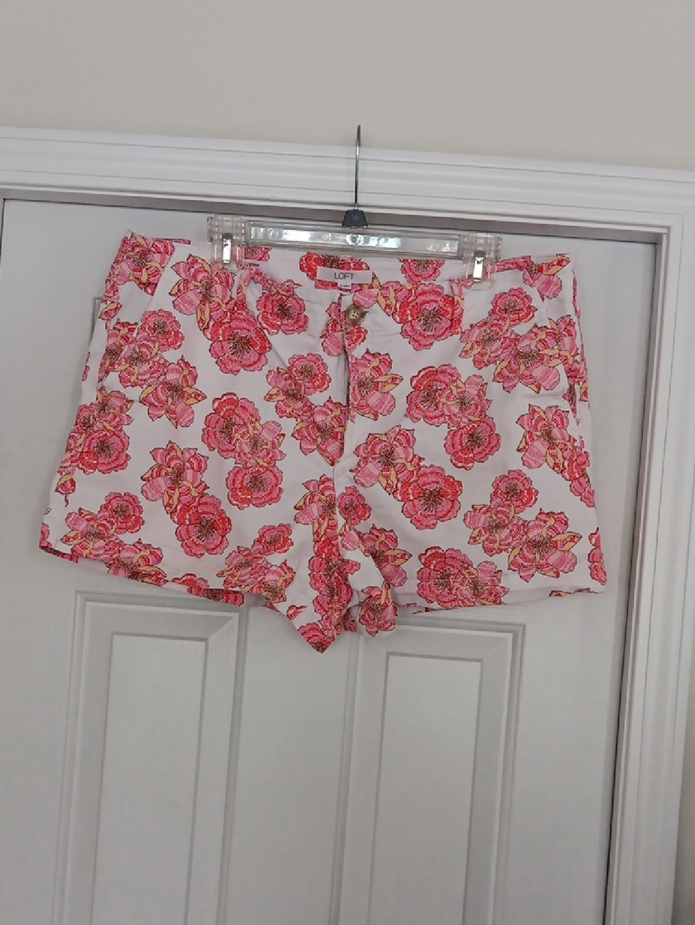 LOFT White Shorts with Pink Floral Print